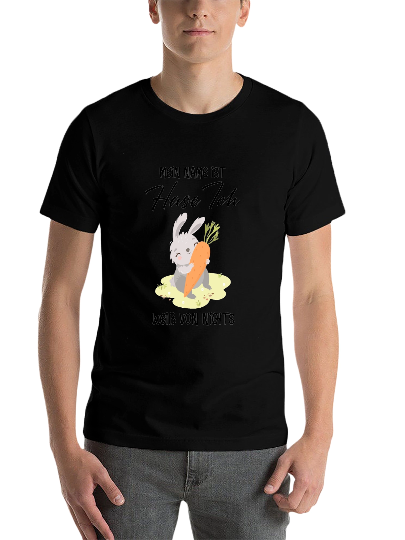 Black Cute Rabbit Carrot T-Shirt - Mein Name ist Hase Ich view 7