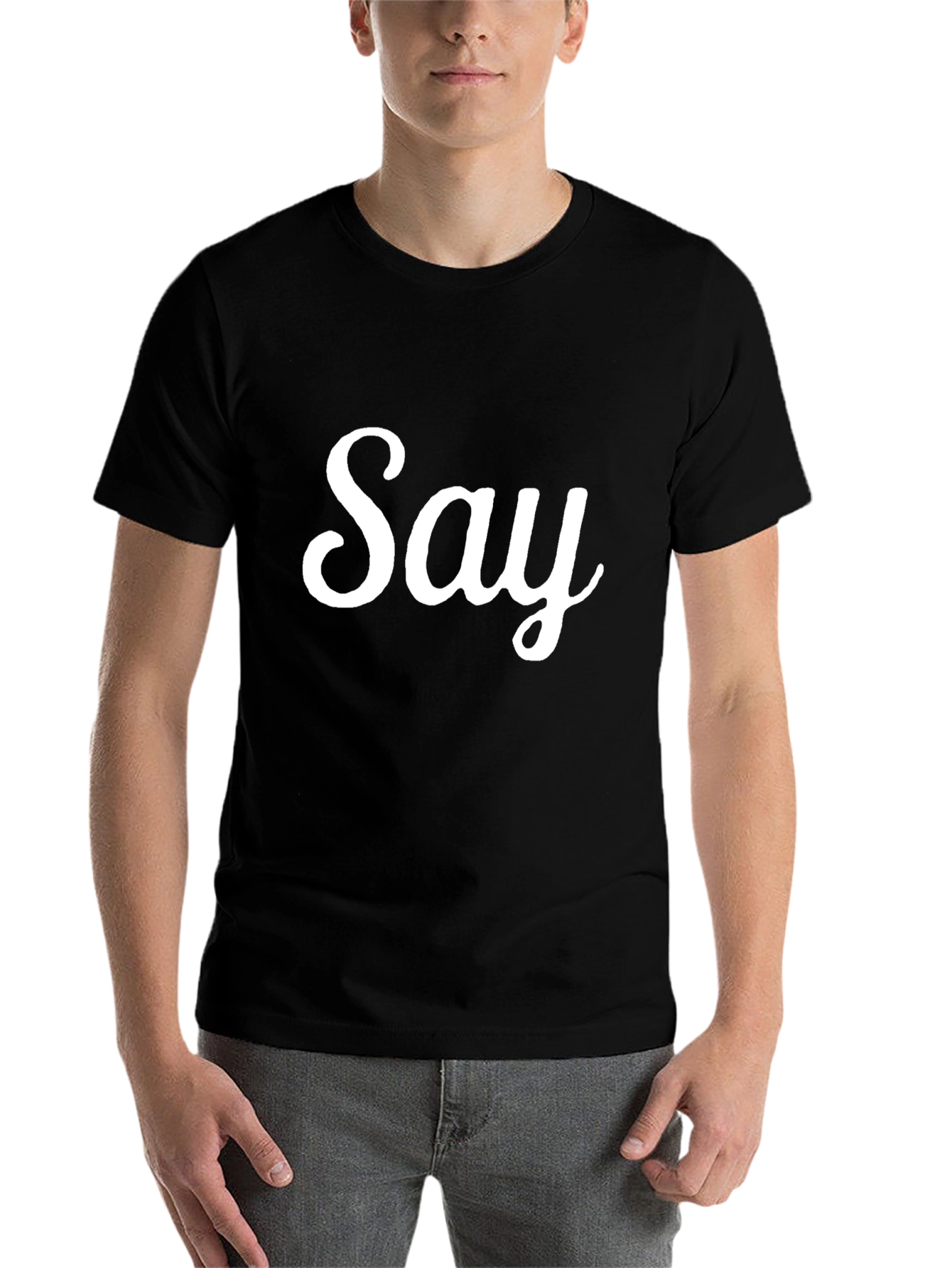 Black Men's Black 'Say' Graphic T-Shirt view 7
