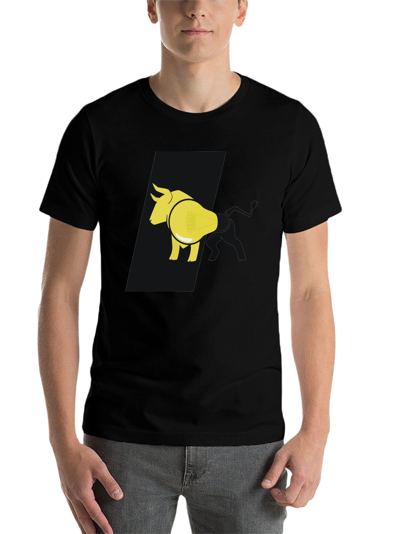 Black Bull & Lightbulb Graphic Tee - Black view 7