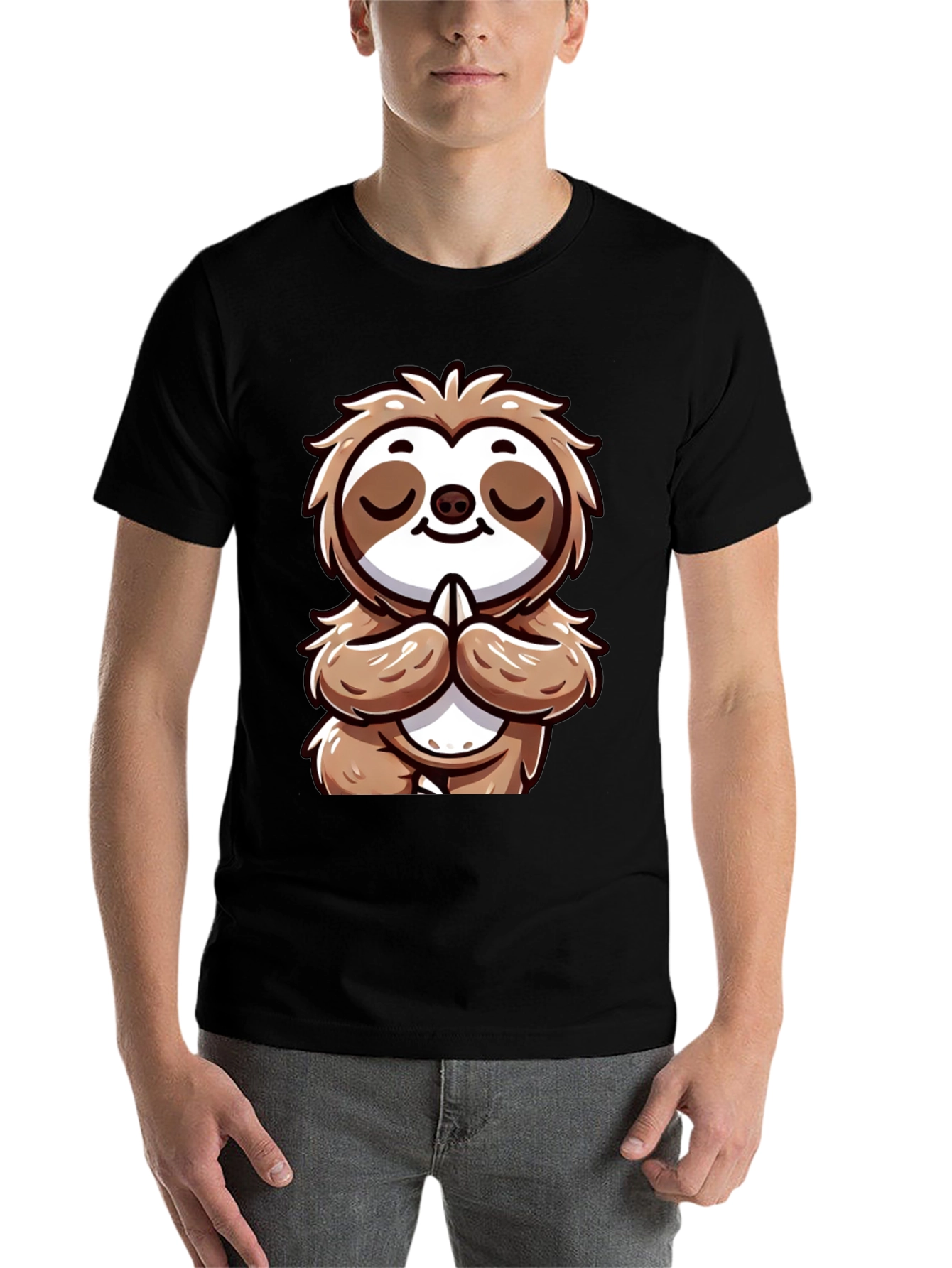 Black Meditating Sloth Graphic Tee - Relaxed Fit view 7