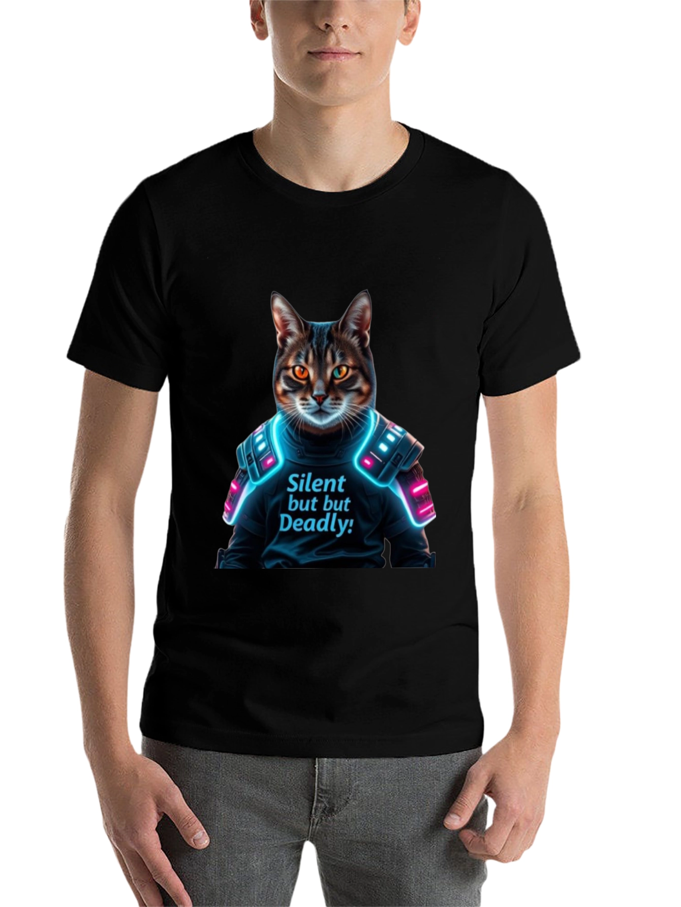 Black Silent but Deadly Cat T-Shirt view 7
