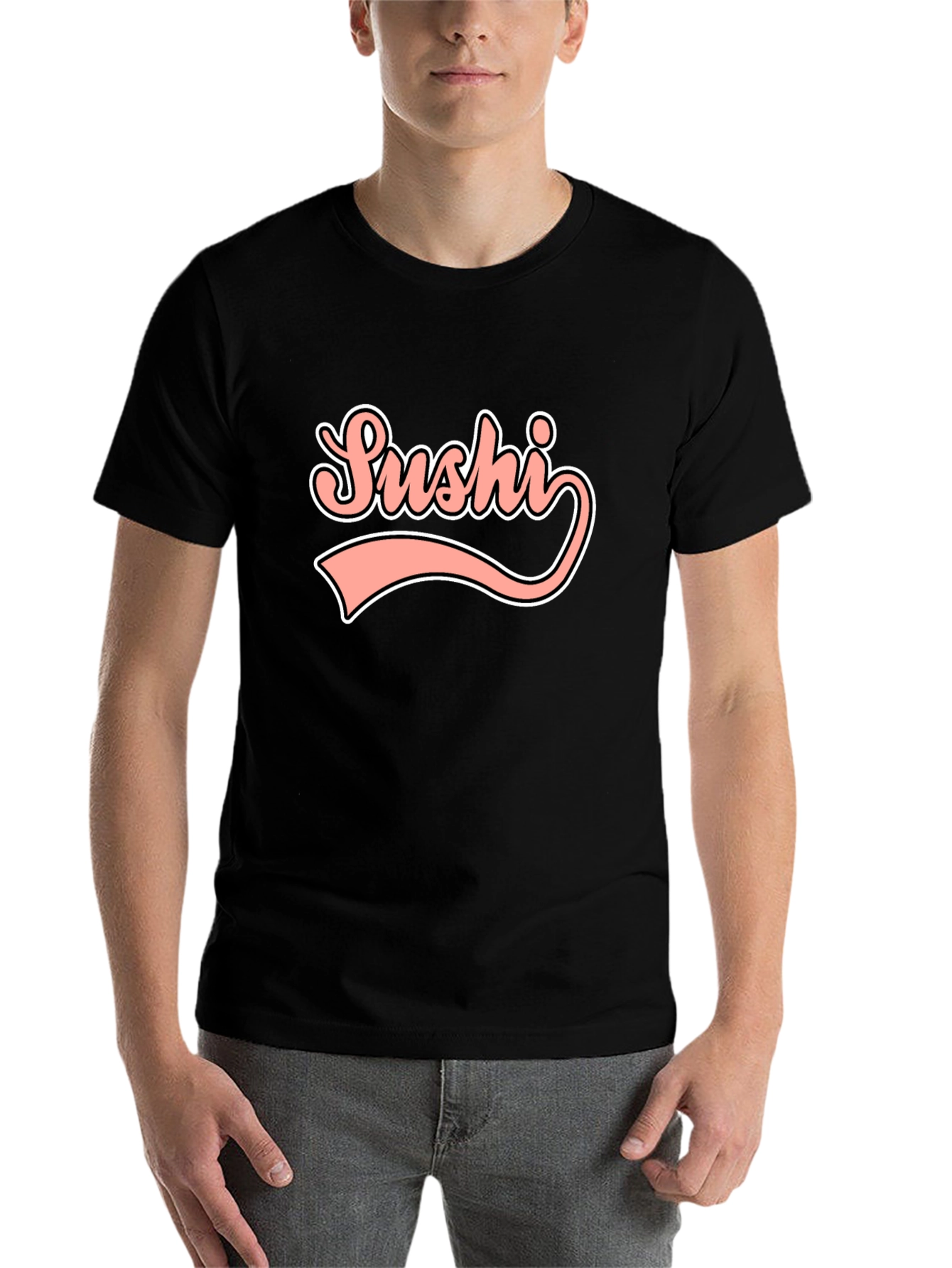 Black Sushi Retro Graphic Tee - Trendy Unisex T-Shirt view 7