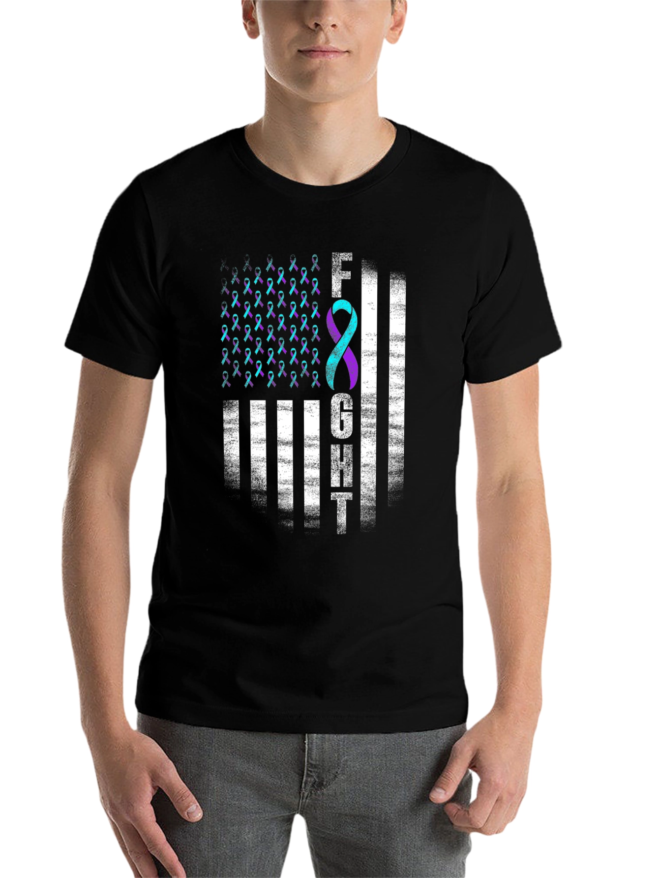 Black Semicolon Suicide Awareness T-Shirt - Fight Depression view 7