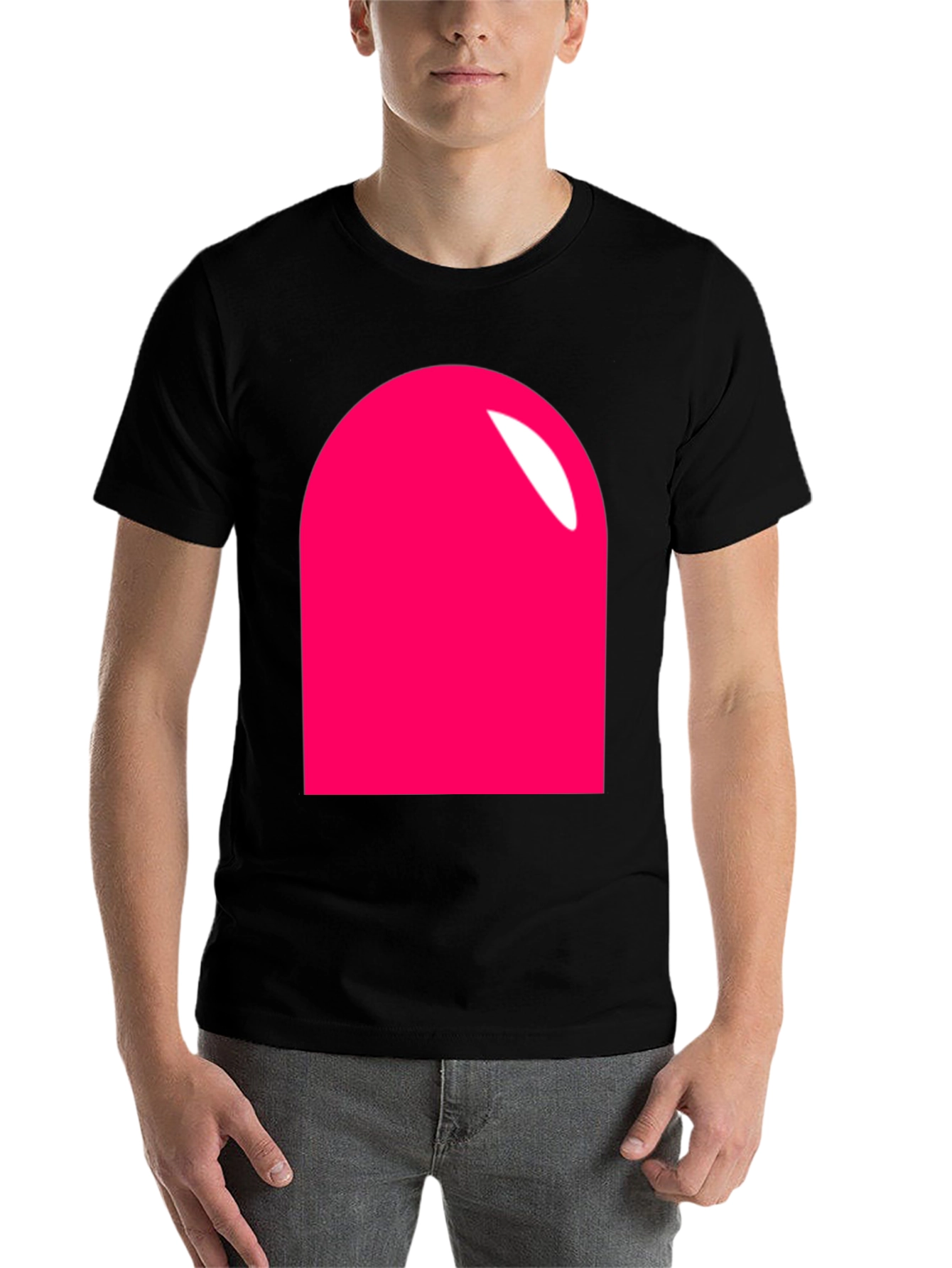 Black Modern Pink Rounded Rectangle Graphic T-Shirt view 7