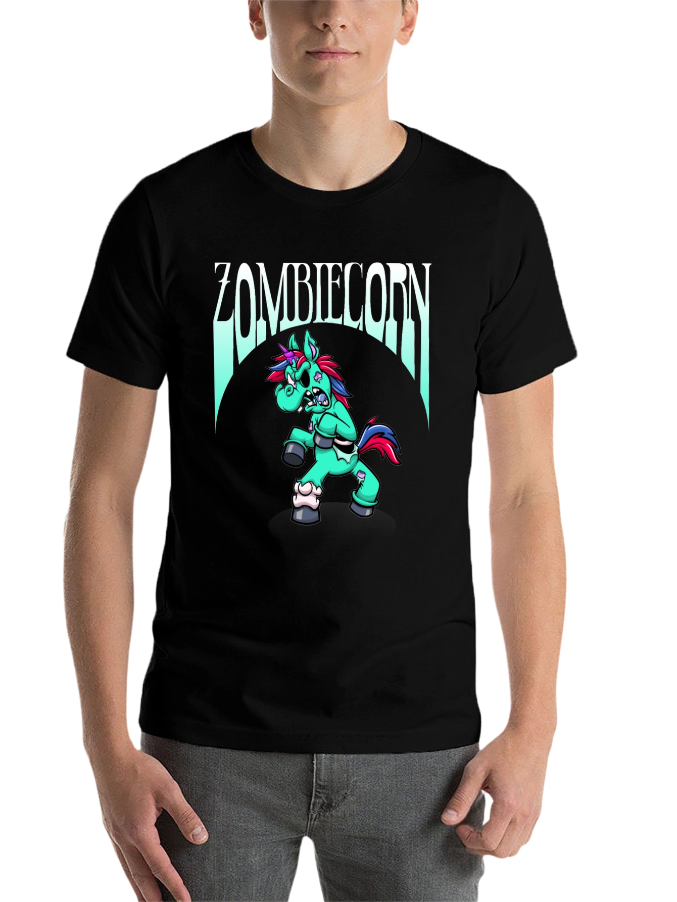 Black Zombiecorn T-Shirt: Unique Graphic Tee view 7