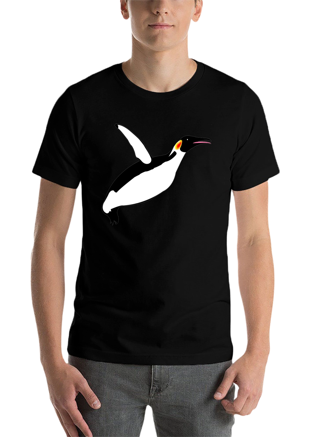Black Cool Penguin Graphic Black T-Shirt view 7