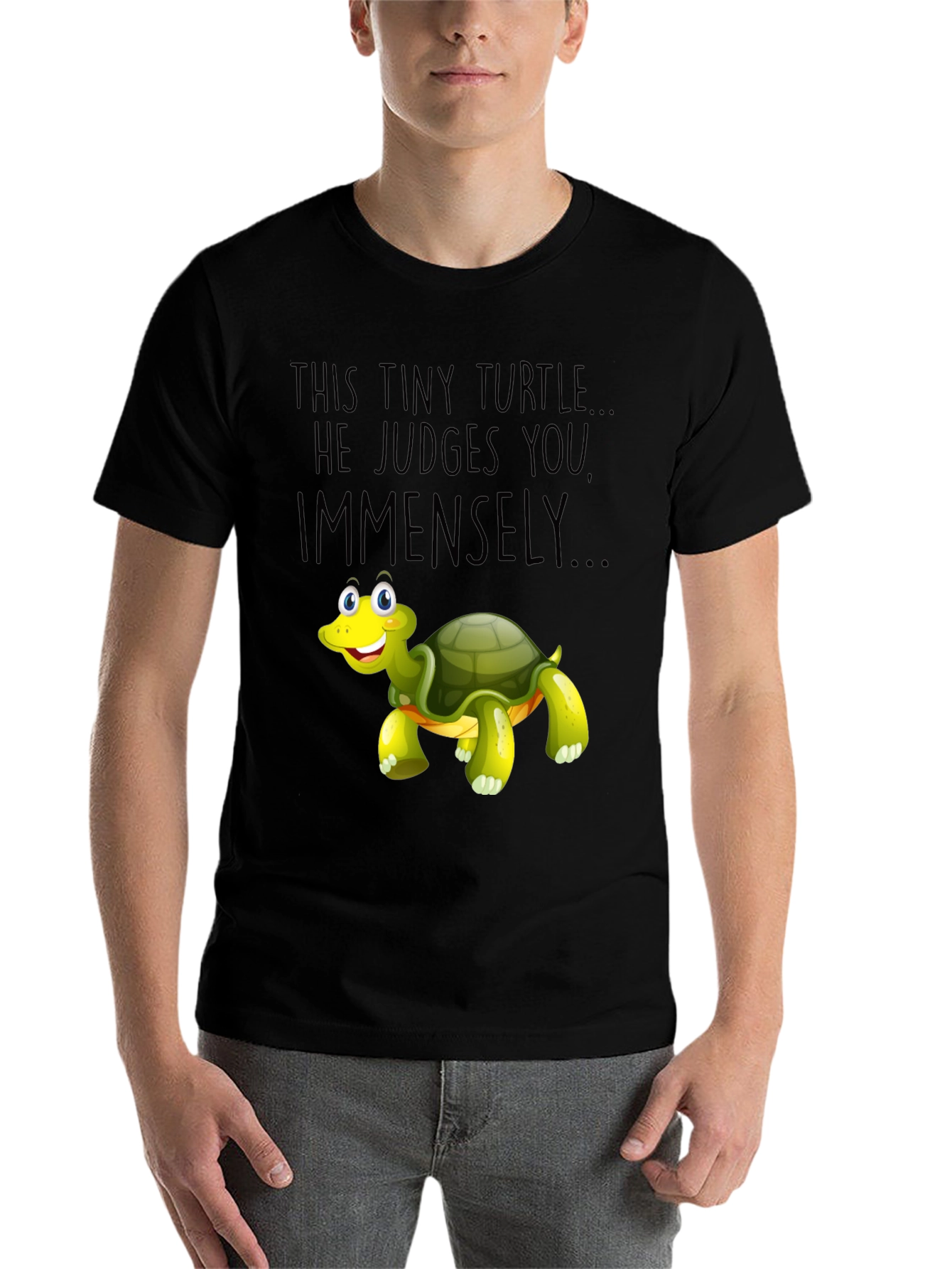 Black Tiny Turtle Judge Graphic T-Shirt view 7