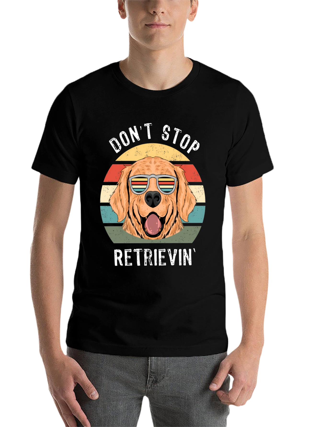 Black Don't Stop Retrieving Golden Retriever T-Shirt view 7