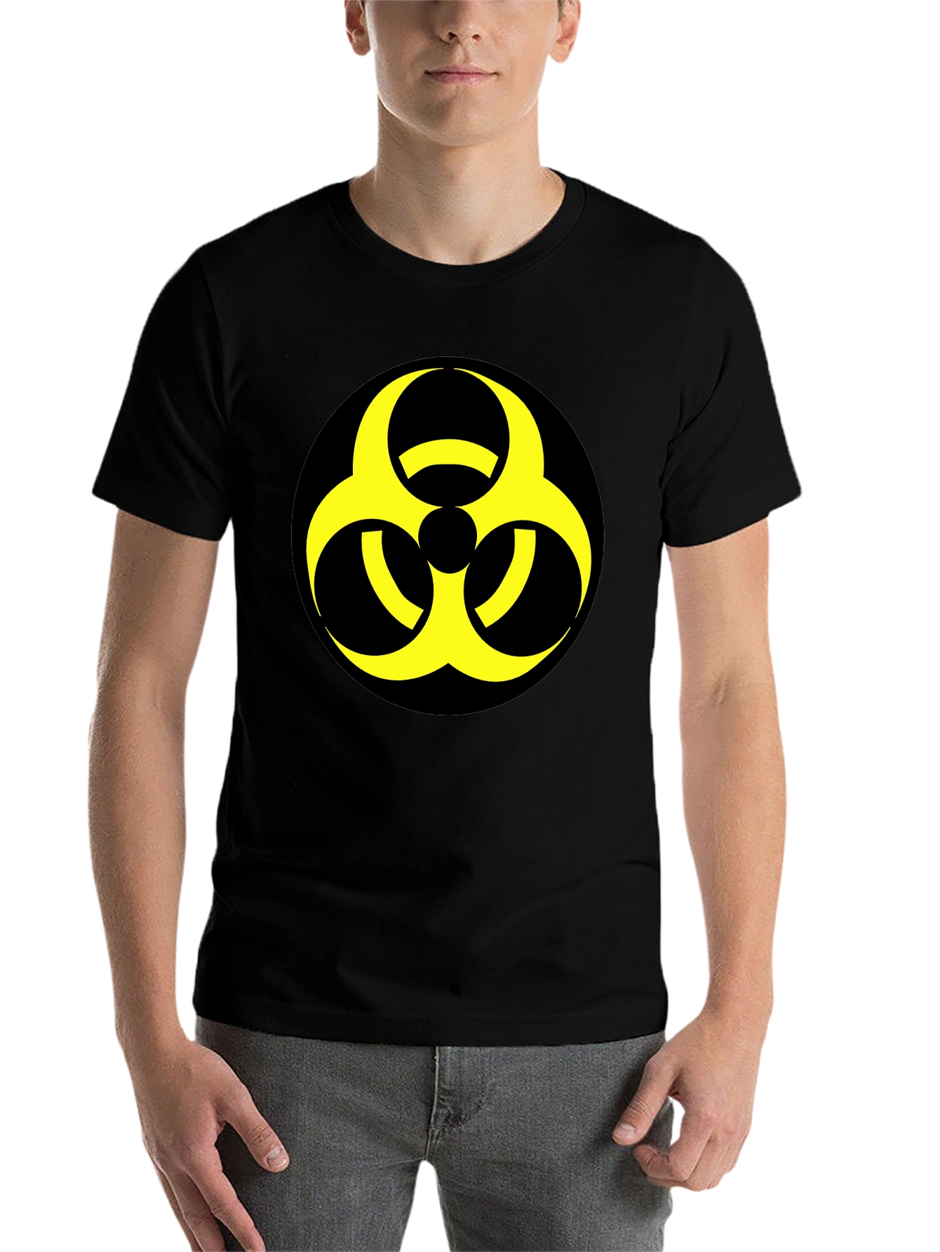 Black Biohazard Symbol Graphic Tee - Bold & Unique view 7