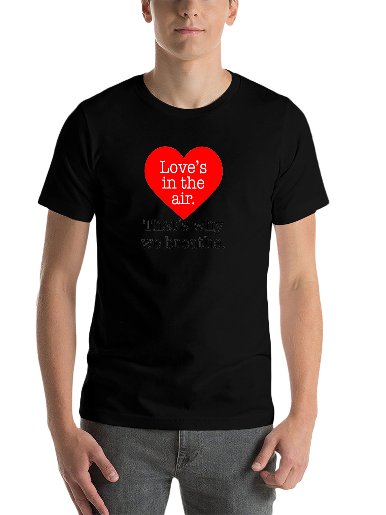 Black Love's In The Air Valentine's Day Black T-Shirt view 7