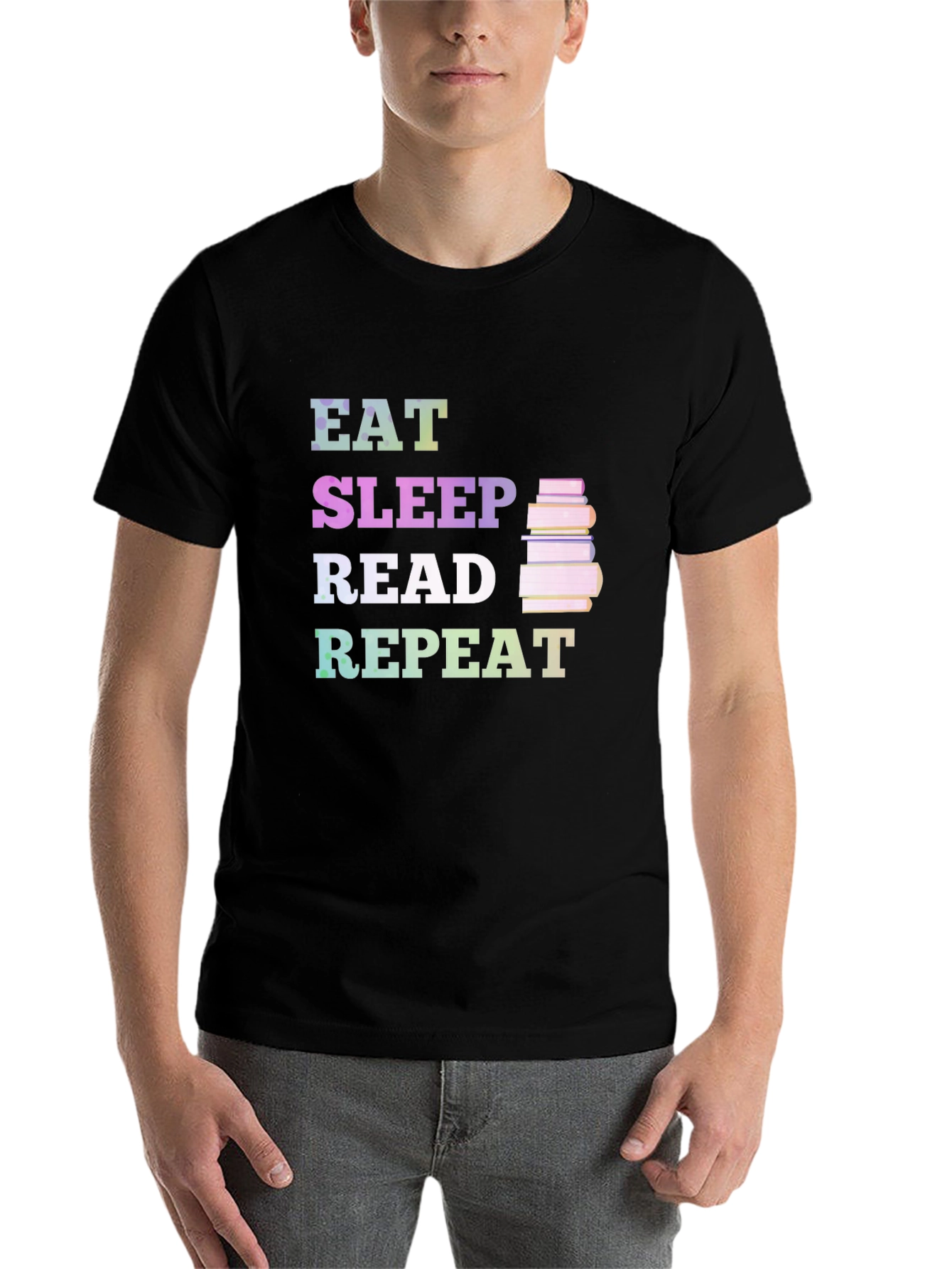 Black Eat Sleep Read Repeat T-Shirt view 7