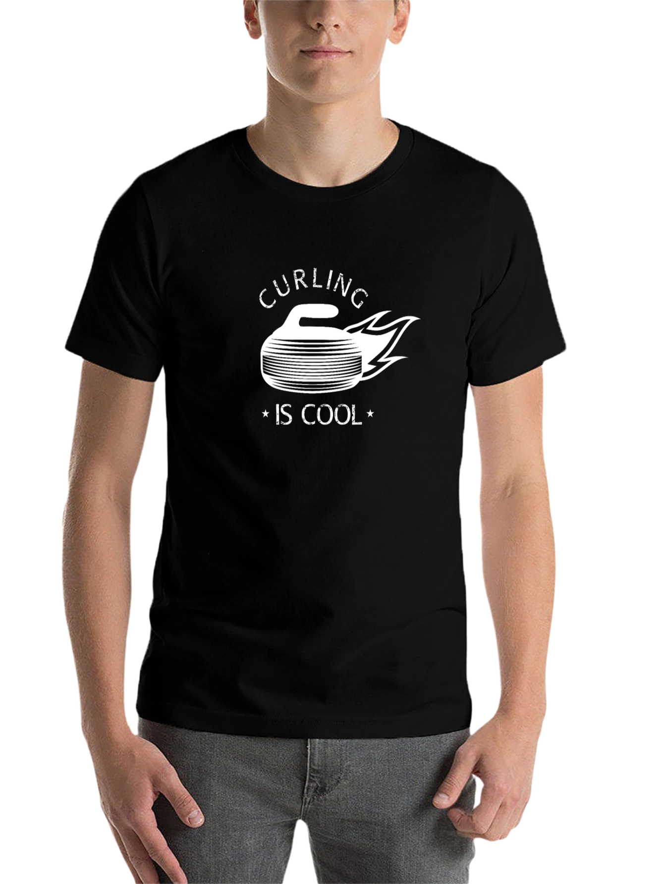 Black Curling Is Cool Black T-Shirt view 7