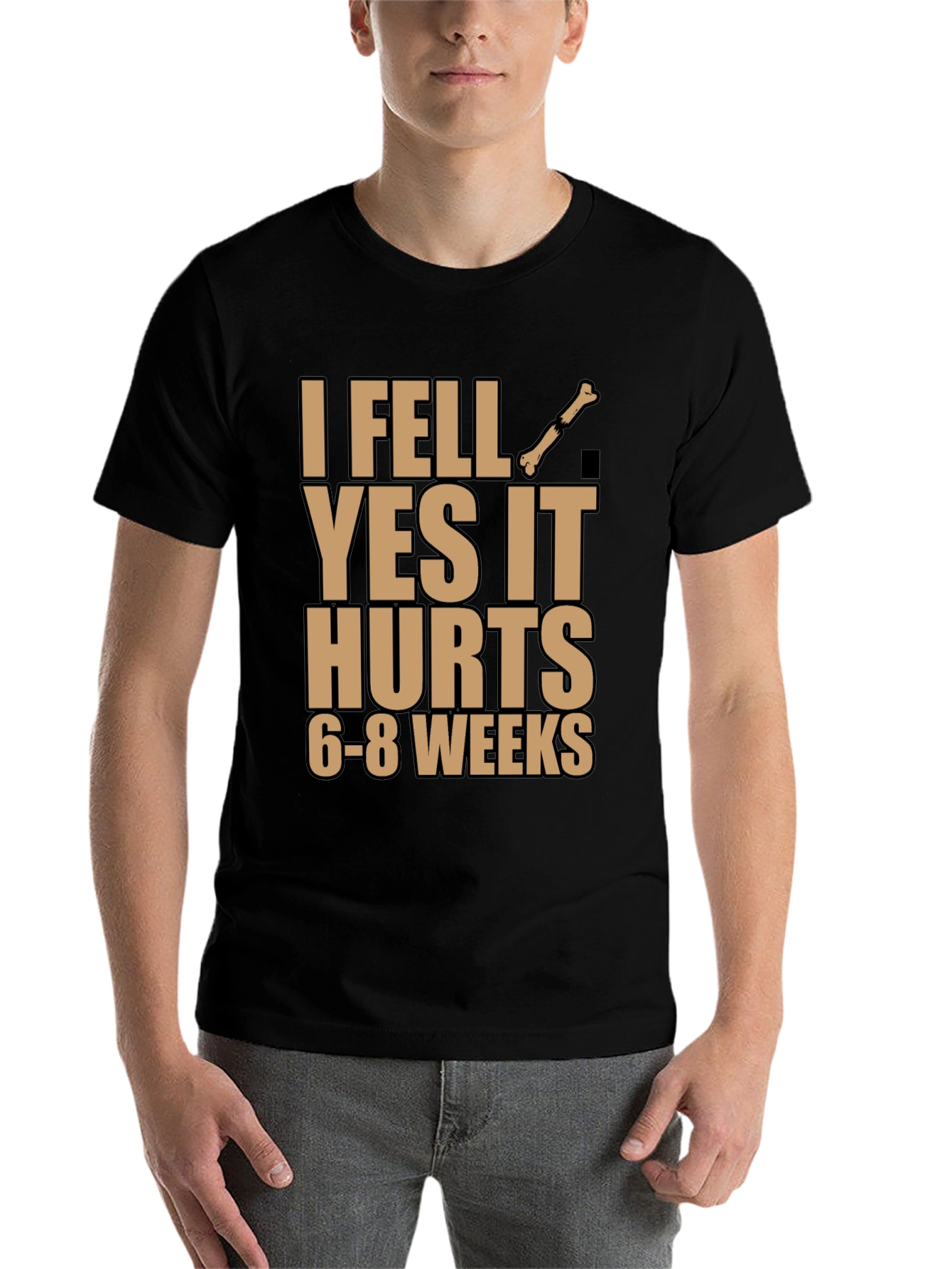 Black I Fell Bone Humor Black T-Shirt view 7