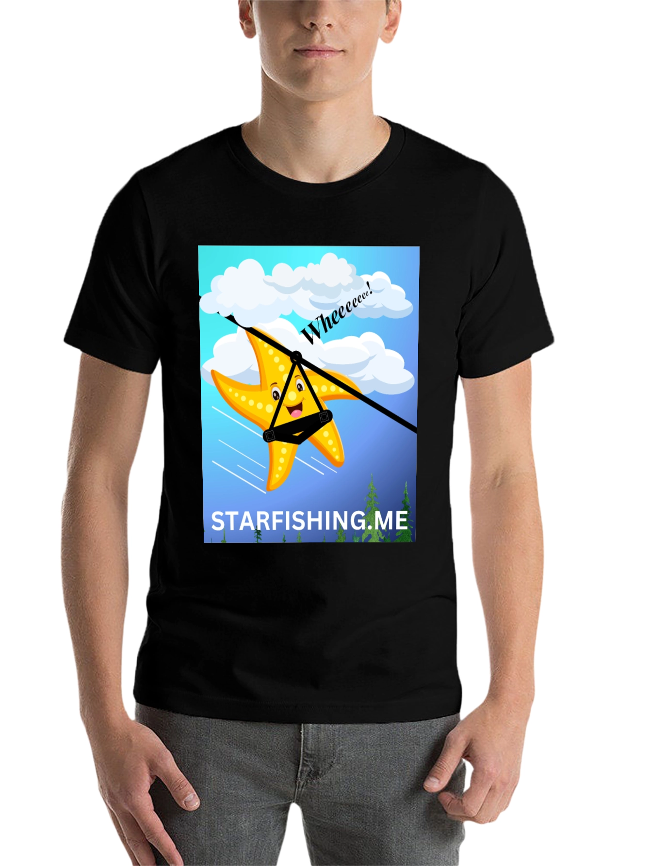 Black Starfishing.me Ziplining Starfish Graphic Tee view 7