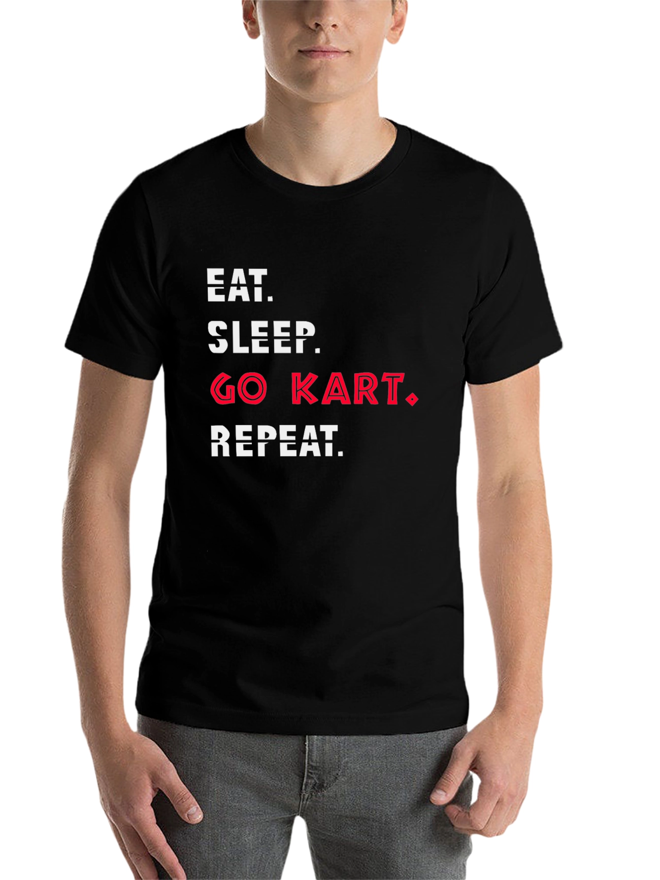 Black Eat Sleep Go Kart Repeat Black T-Shirt view 7
