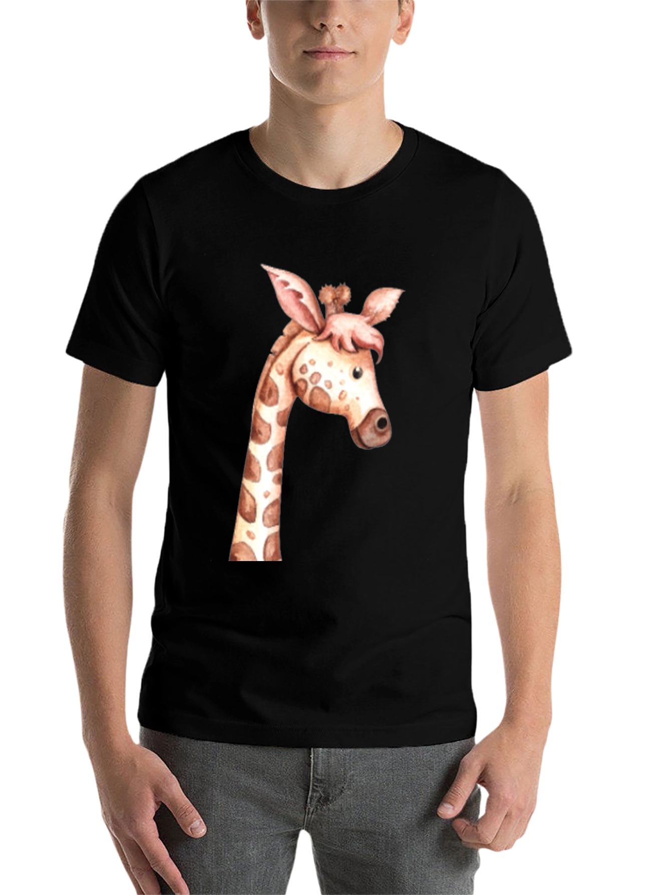 Black Giraffe Graphic Tee - Unisex Black T-Shirt view 7