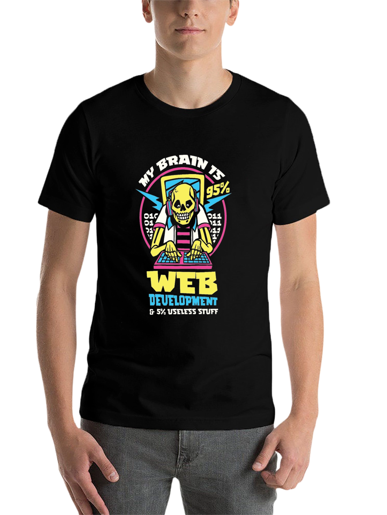 Black Web Developer Brain T-Shirt - Coding Humor Apparel view 7