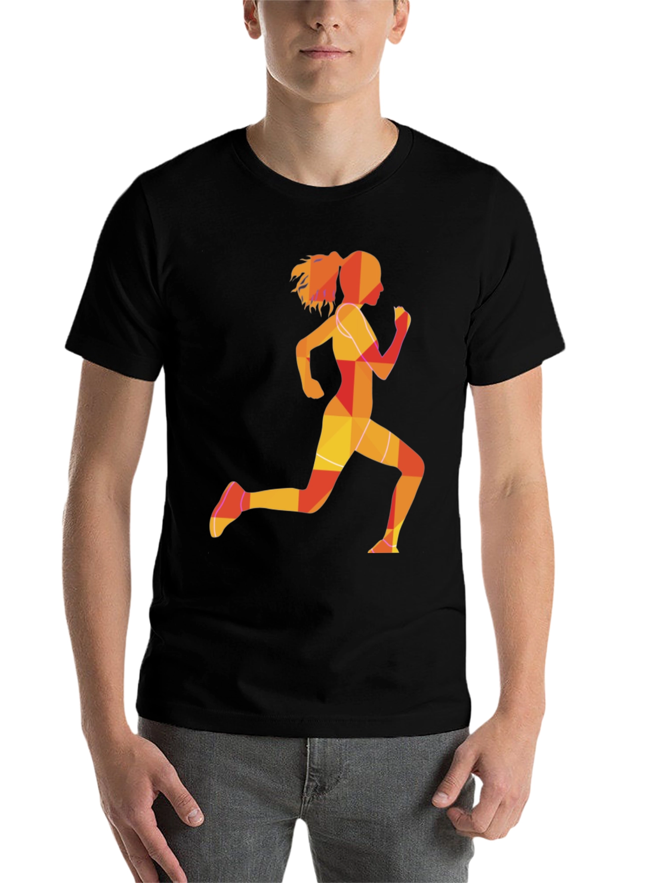 Black Running Girl Graphic Tee - Black Unisex T-Shirt view 7