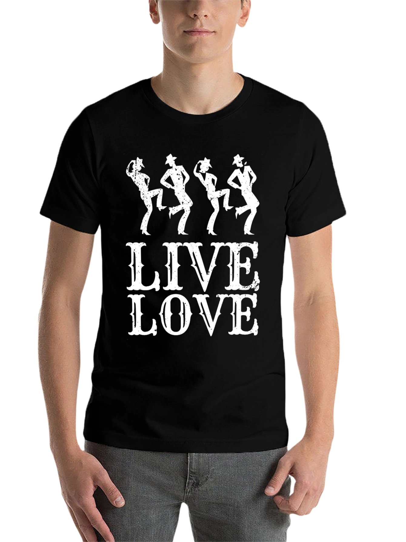 Black Live Love Line Dance T-Shirt - Cotton Blend, Short Sleeve view 7