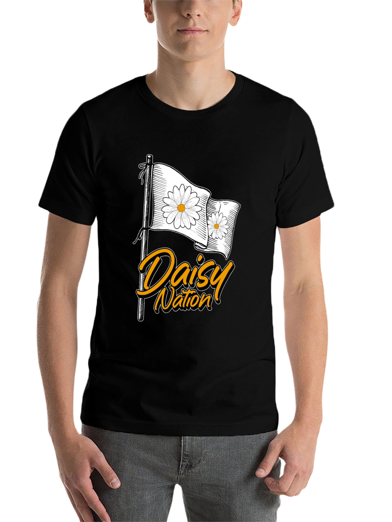 Black Daisy Nation Graphic T-Shirt - Black Cotton Tee view 7