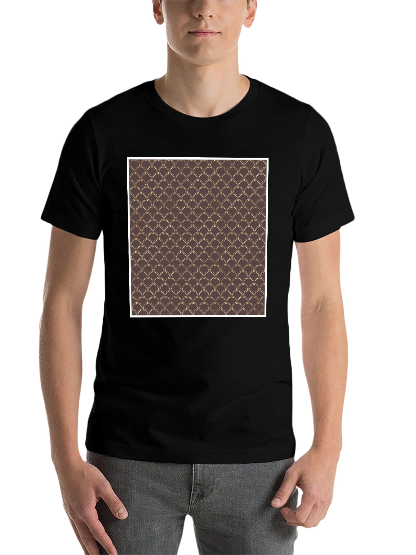 Black Art Deco Pattern Black T-Shirt view 7