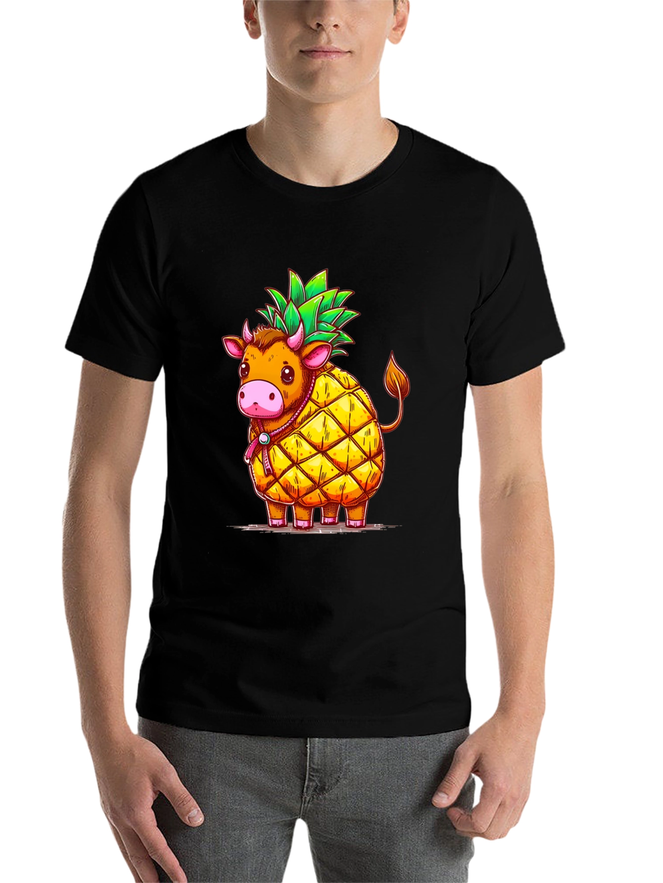 Black Pineapple Cow Graphic Tee view 7