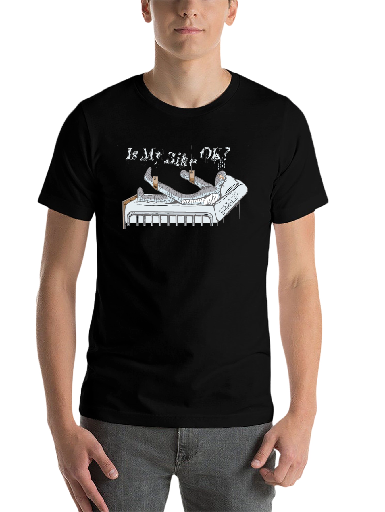 Black Is My Bike OK? Funny Motorcycle Injury T-Shirt view 7