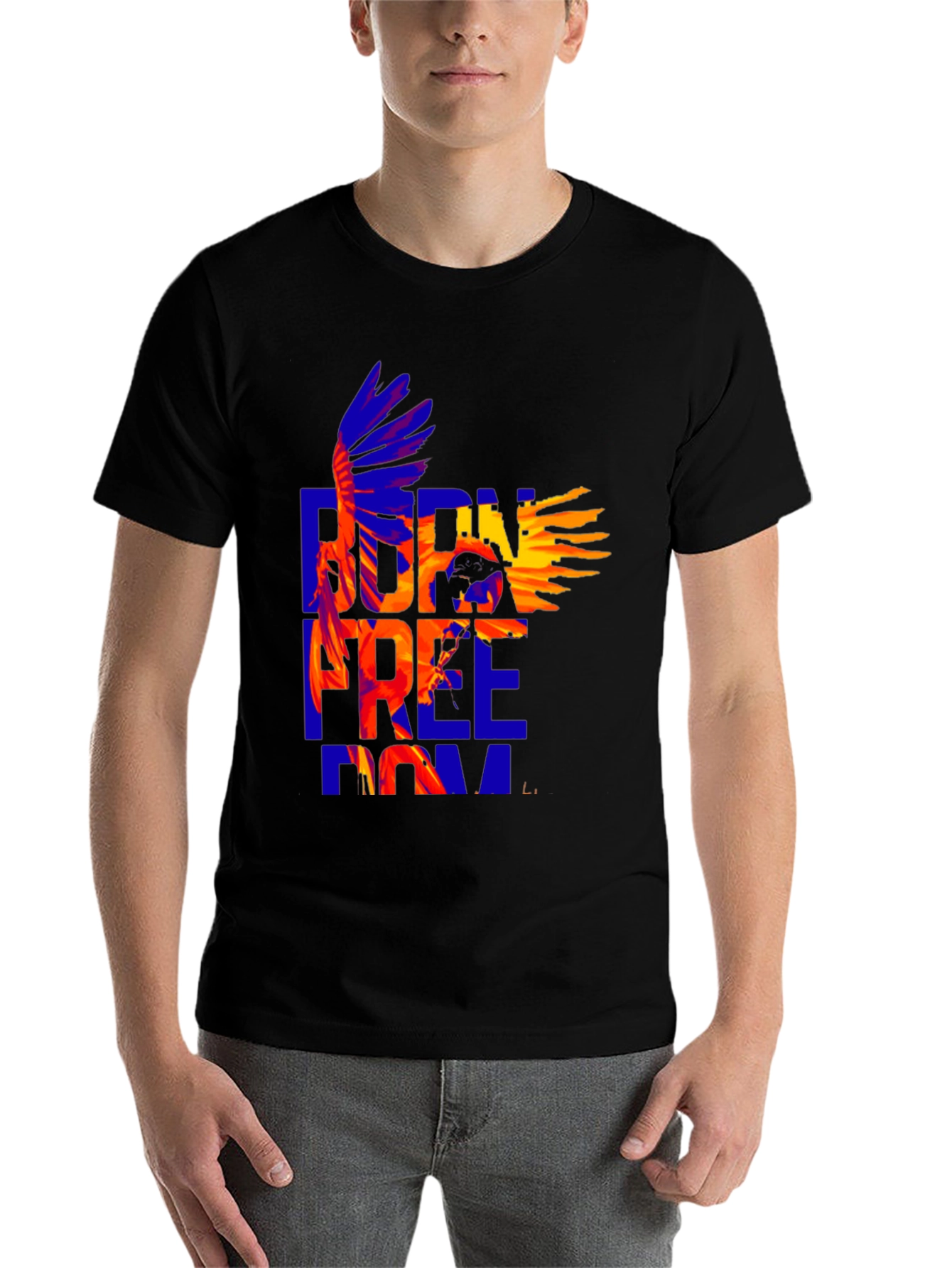 Black Born Free Eagle Graphic Tee - Stylish Cotton T-Shirt view 7