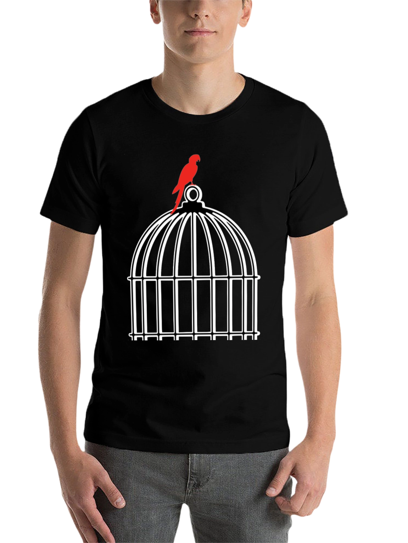 Black Birdcage Graphic Tee - Unique Design view 7