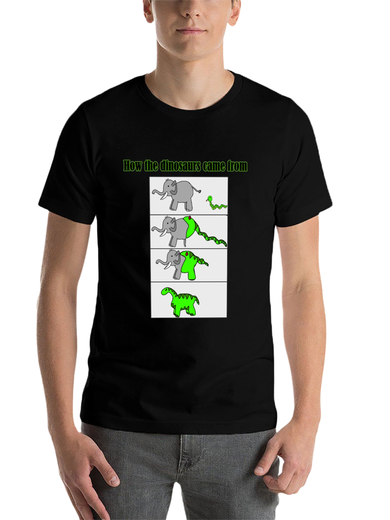 Black Funny Dinosaur Evolution Graphic T-Shirt view 7