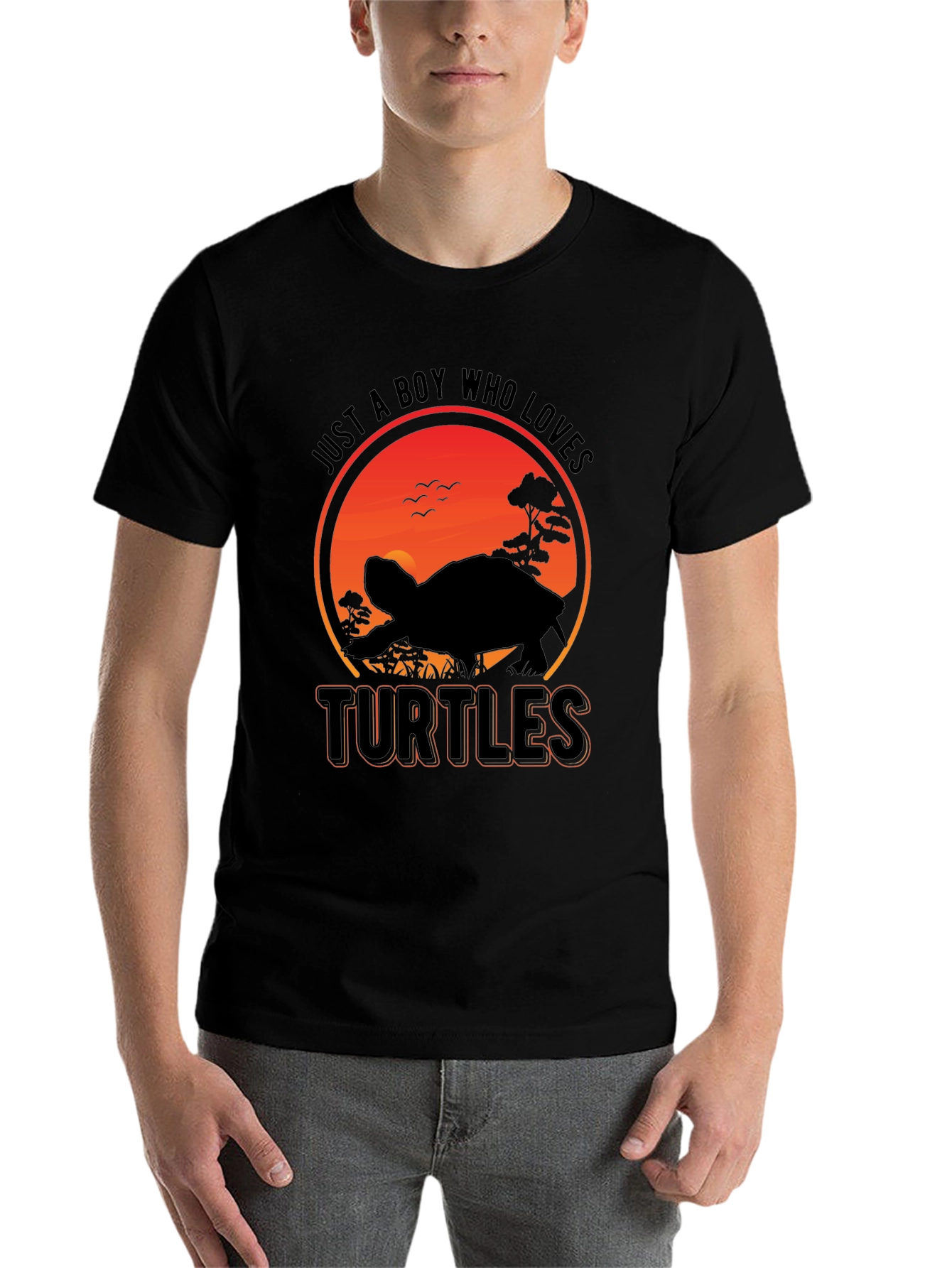 Black Turtle Lover T-Shirt - Just a Boy Who Loves Turtles Graphic Tee view 7