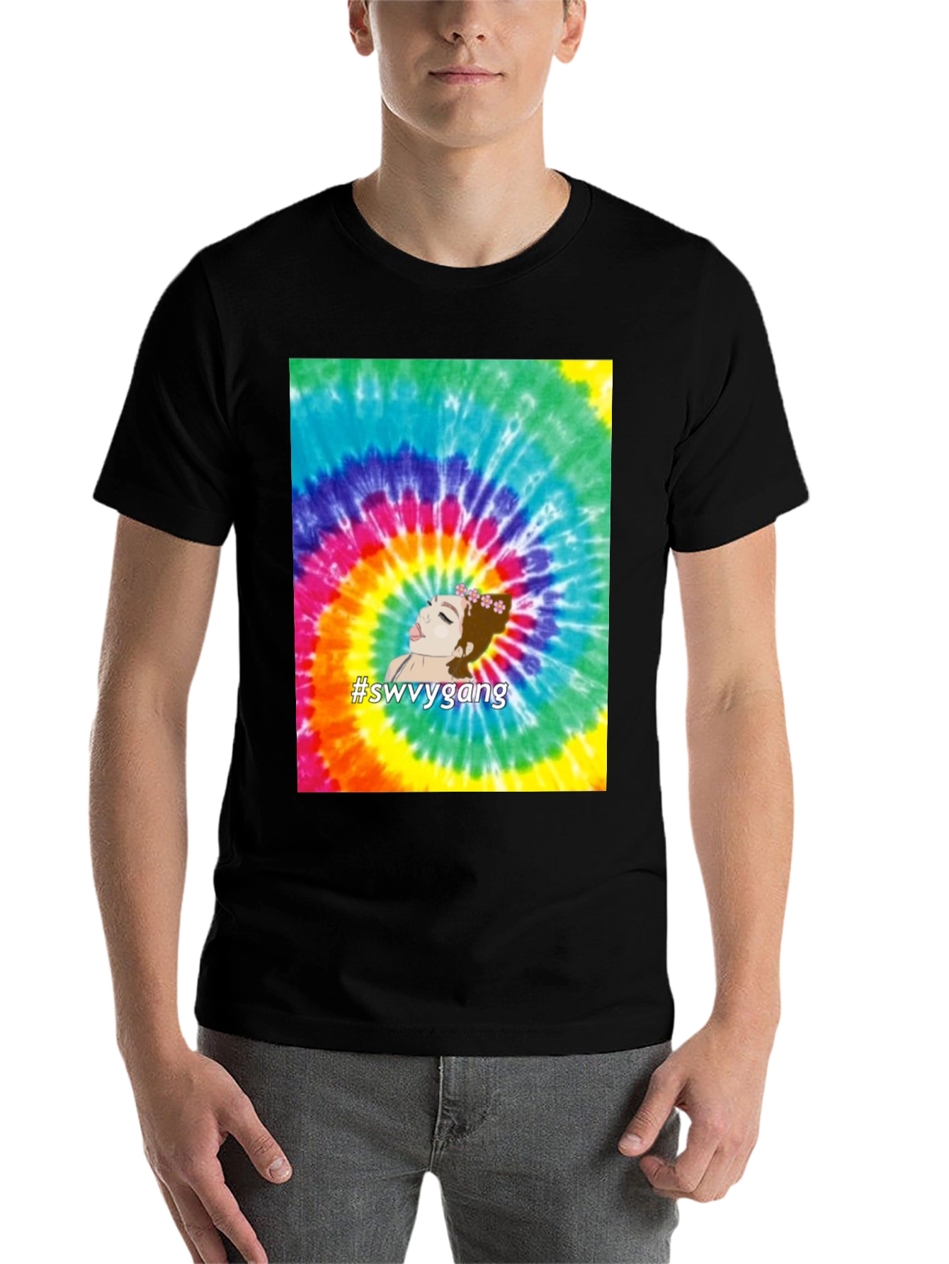 Black Tie-Dye Swvygang Graphic Tee - Casual Comfort view 7