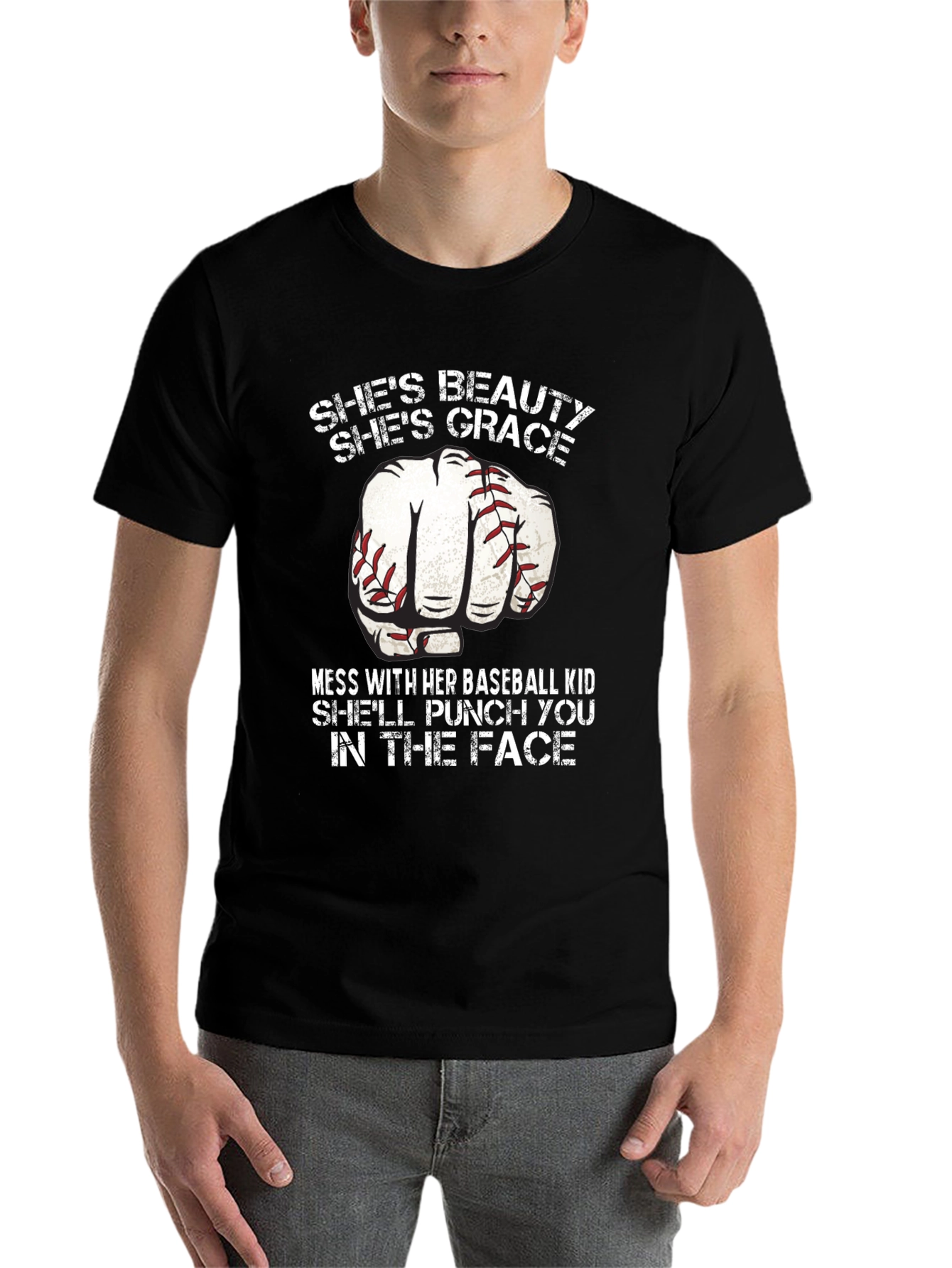 Black Baseball Mom Punch T-Shirt - Beauty and Grace view 7