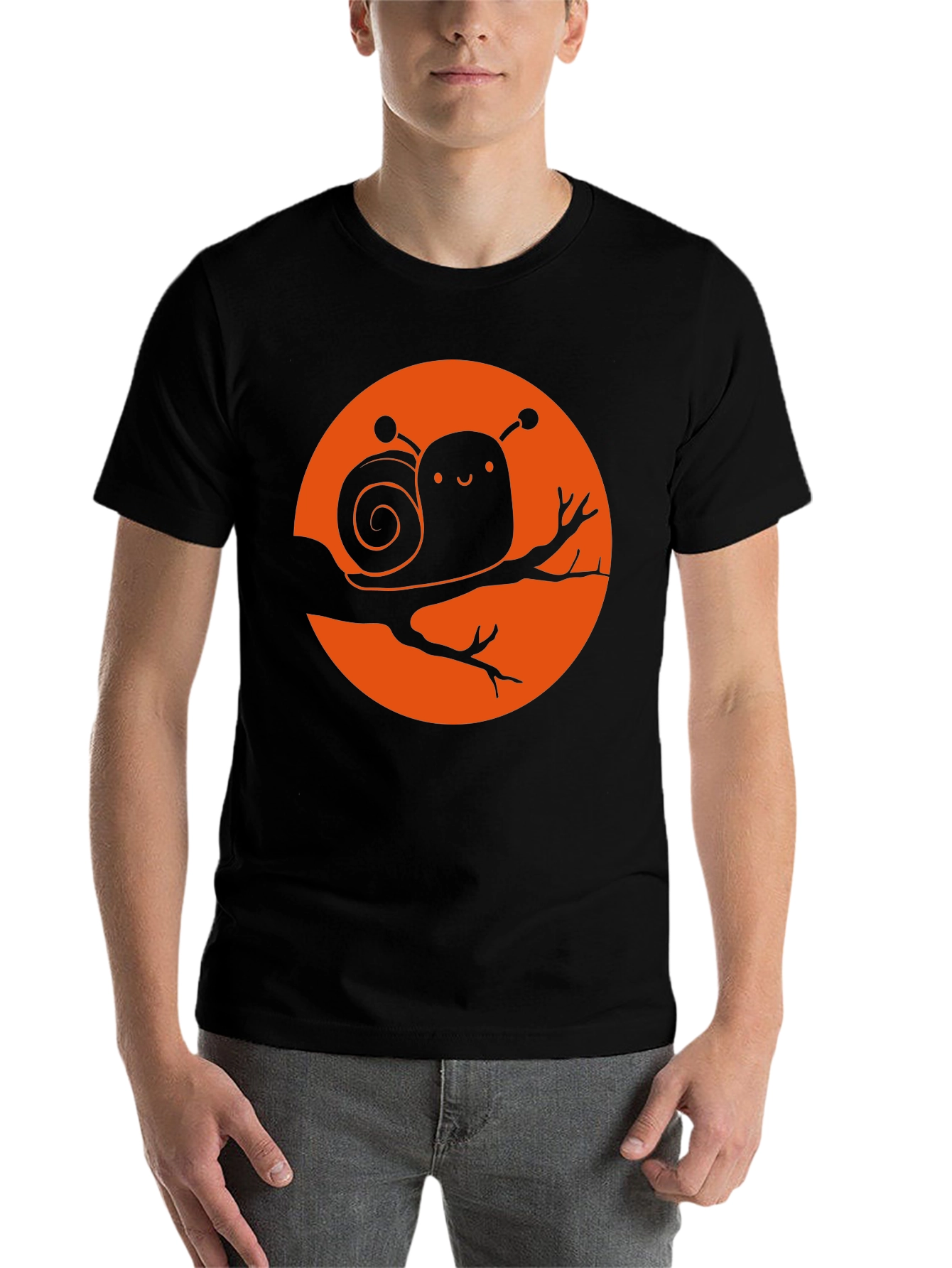 Black Cute Snail Graphic Tee - Unique Design view 7