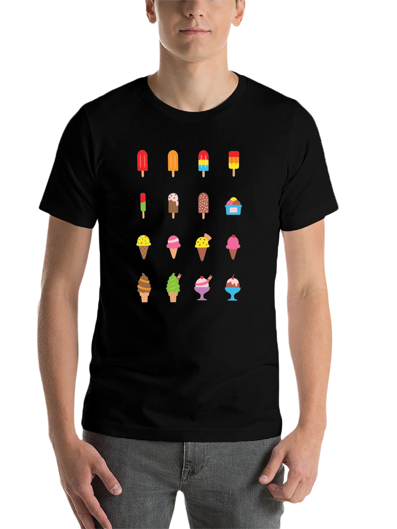 Black Ice Cream Graphic Print Black T-Shirt view 7