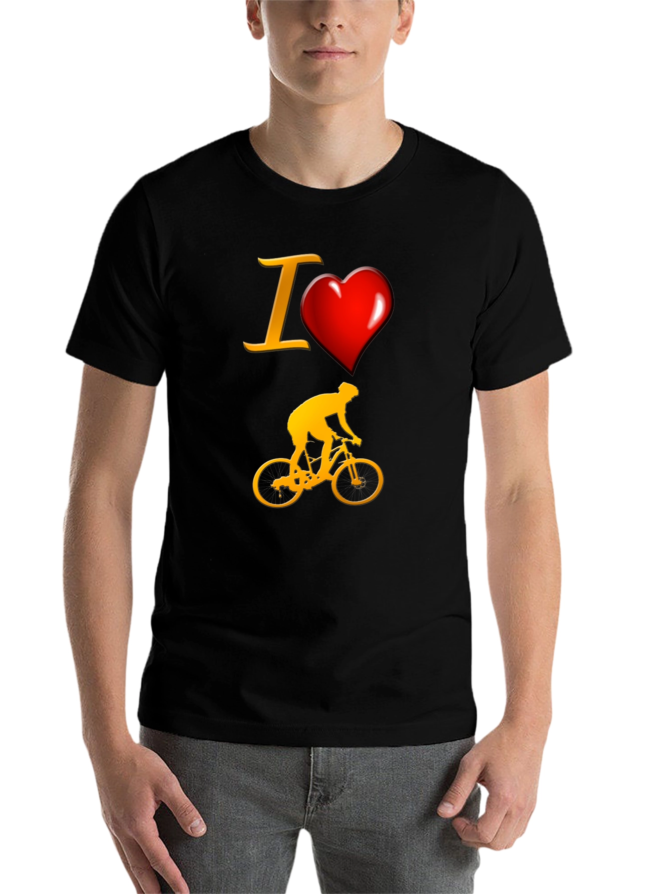 Black I Love Biking T-Shirt - Sporty Cyclist Tee view 7