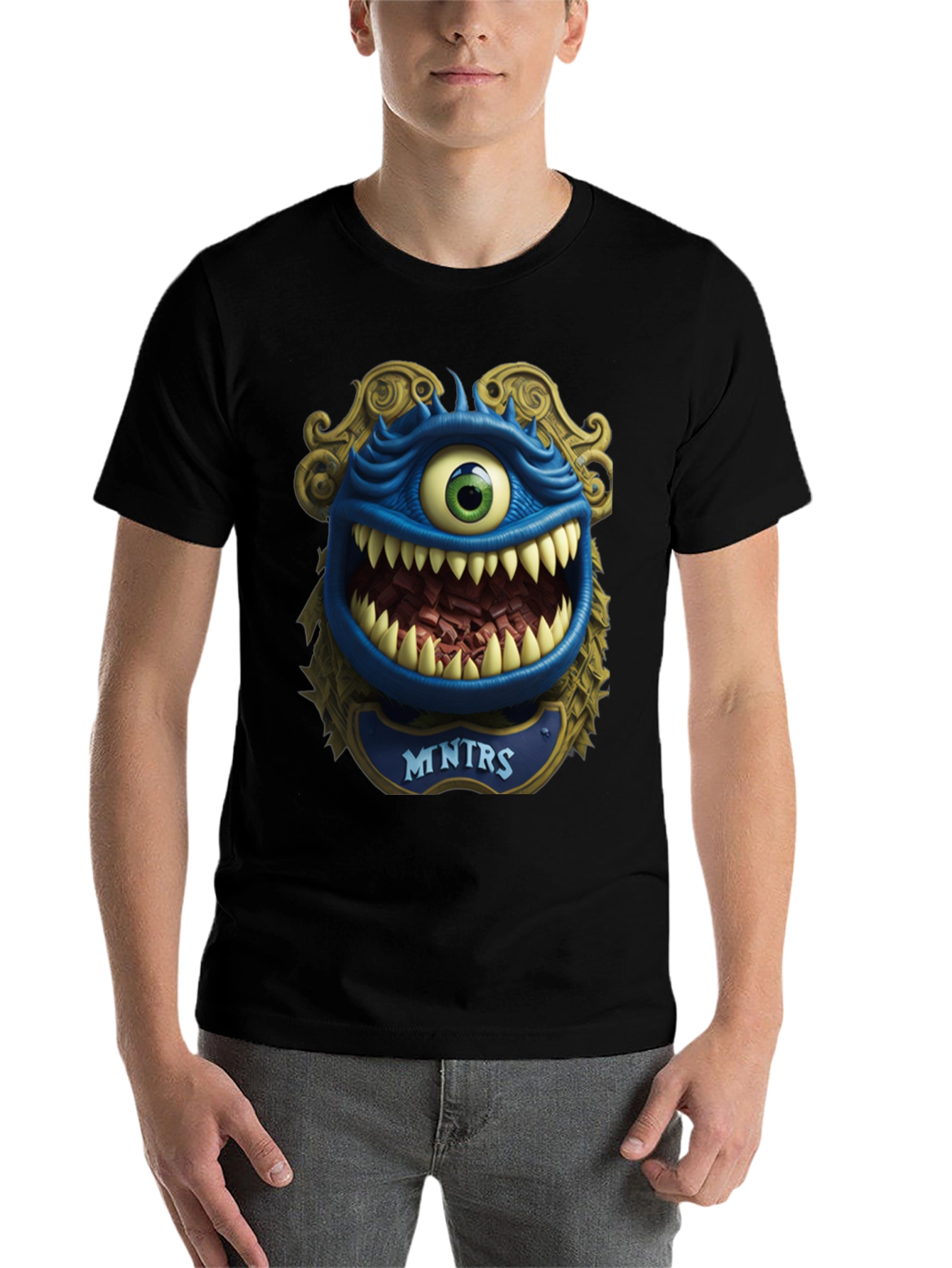Black Monster Graphic T-Shirt: Mntrs Design view 7