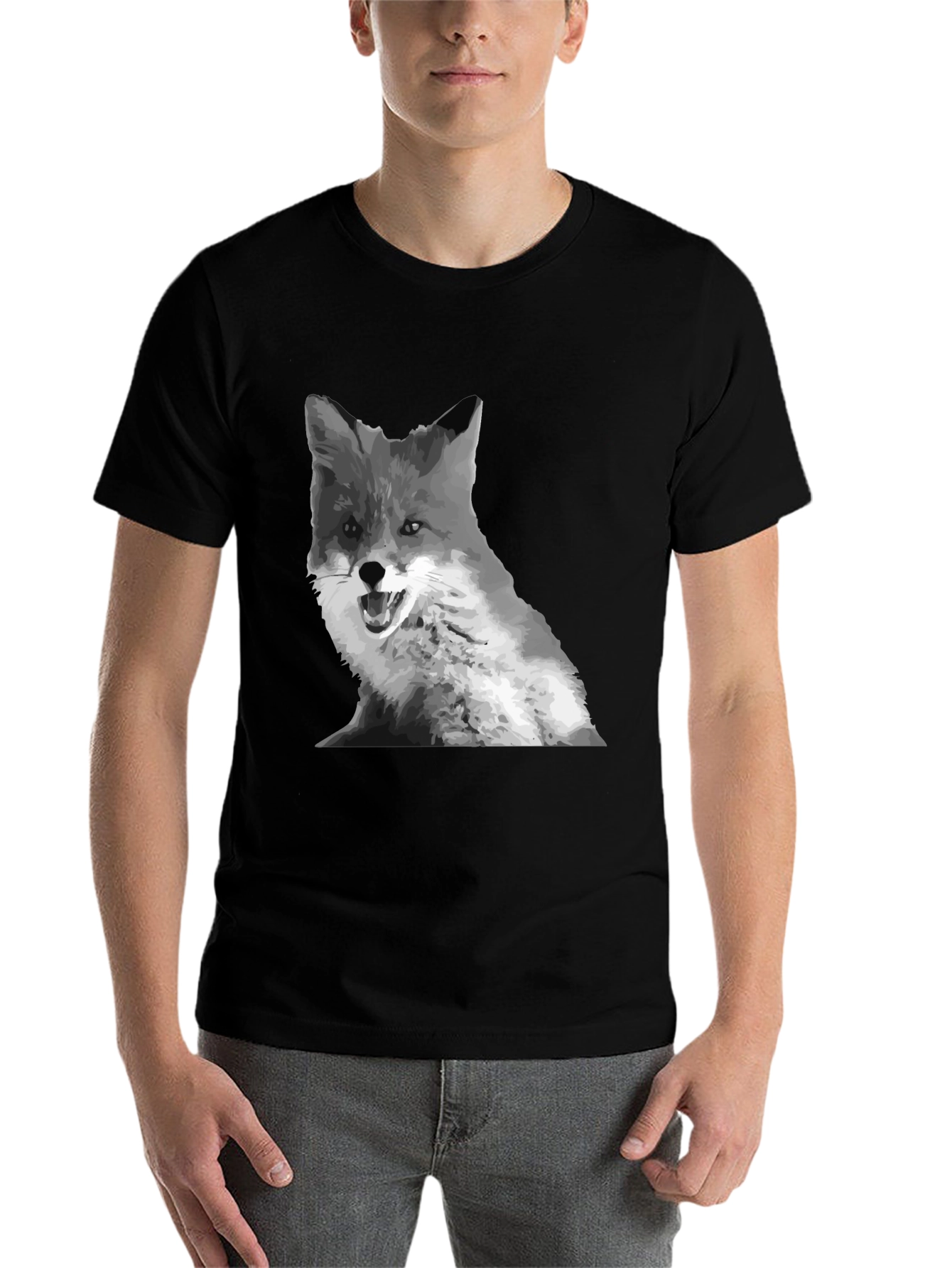 Black Fox Graphic Print Crew Neck T-Shirt view 7