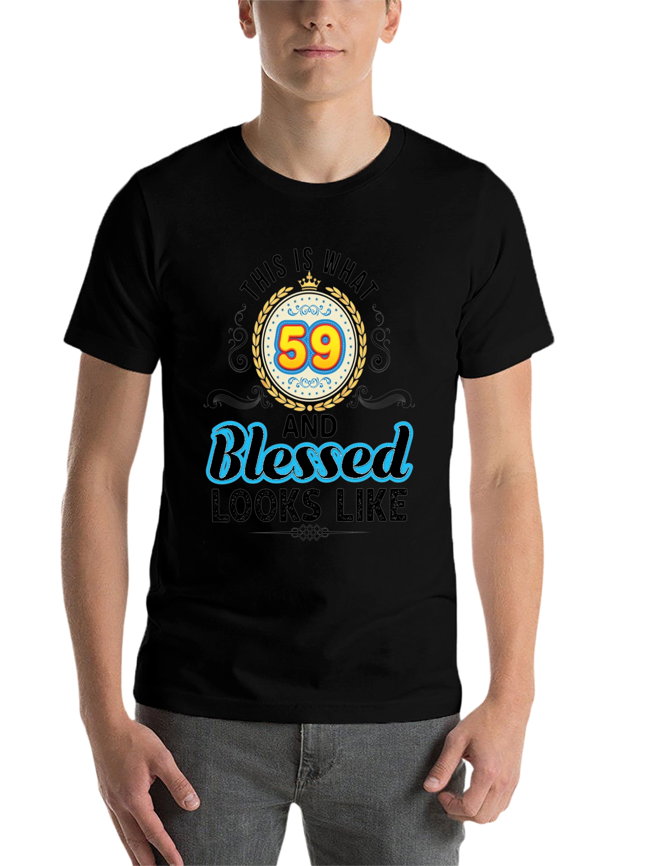 Black Blessed 59th Birthday Graphic T-Shirt view 7