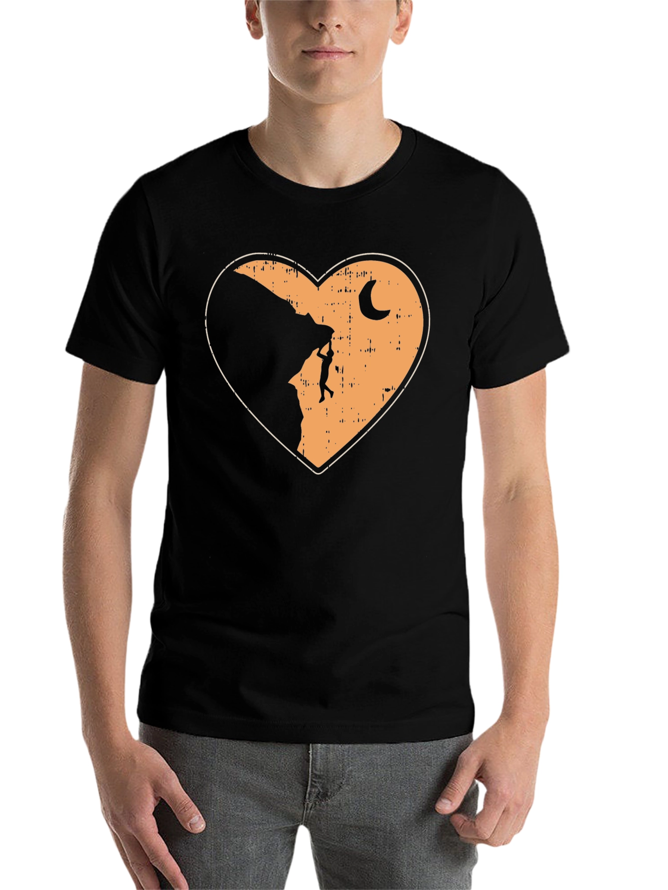 Black Climbing Heart Graphic T-Shirt - Adventure Tee view 7