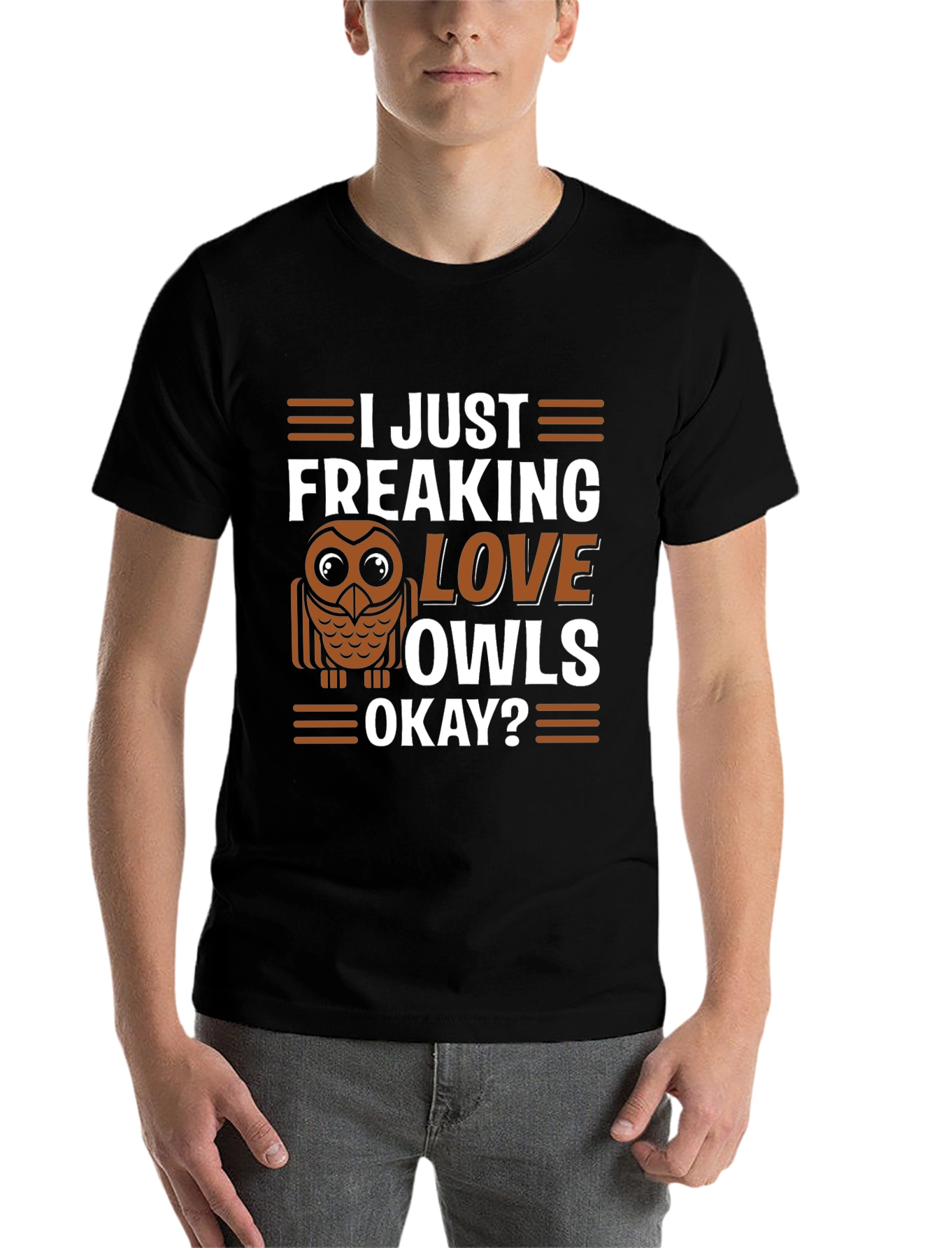 Black I Just Freaking Love Owls T-Shirt view 7