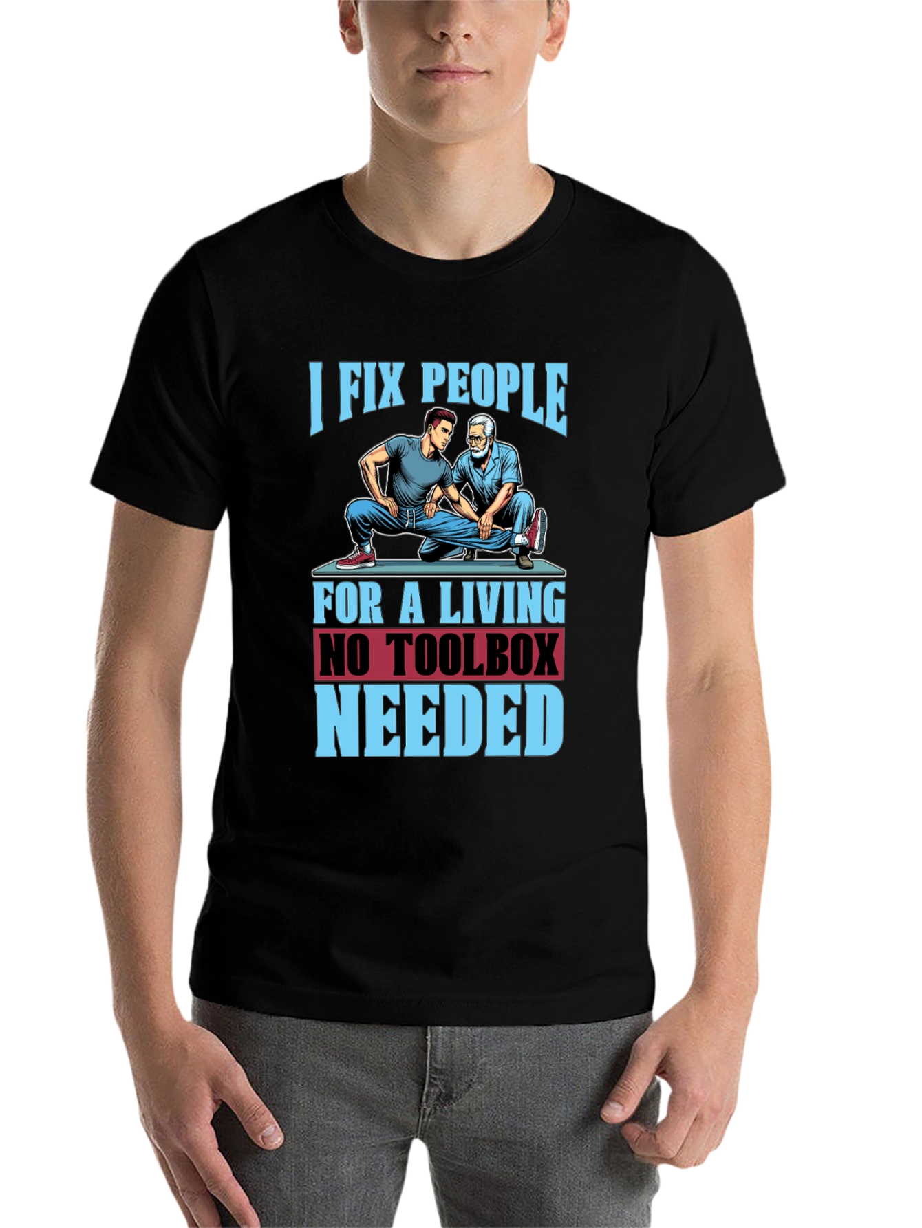 Black I Fix People Funny Chiropractic T-Shirt view 7