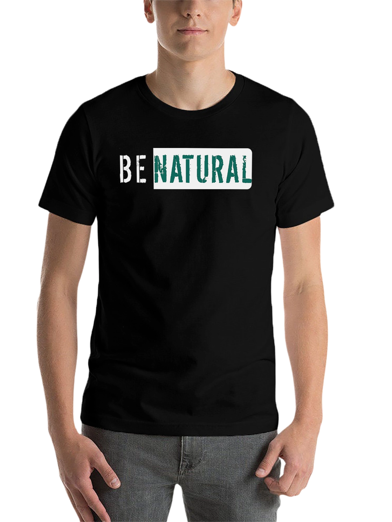 Black Be Natural Graphic Tee - Black Cotton T-Shirt view 7