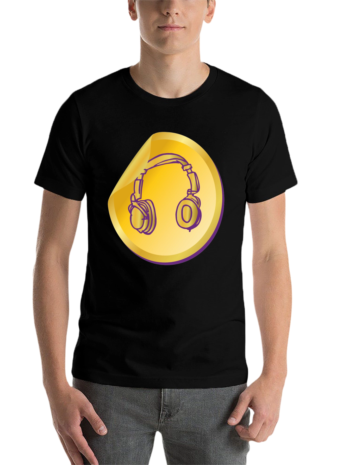 Black Headphones Graphic Tee - Music Lover Shirt view 7
