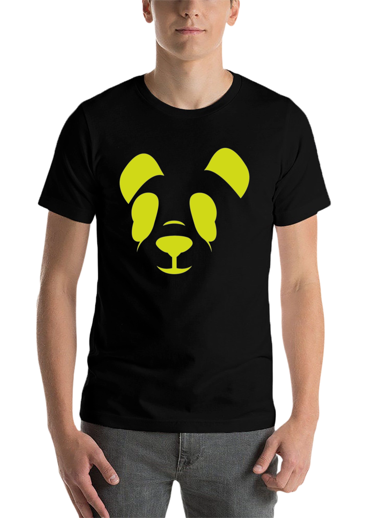 Black Cool Panda Graphic Tee - Black Cotton Blend T-Shirt view 7