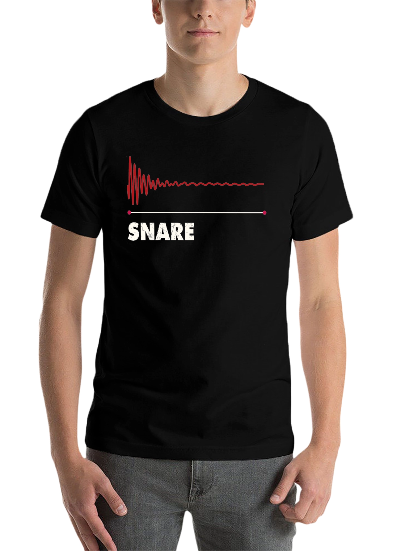 Black Snare Drum Sound Wave T-Shirt - Musician Tee view 7