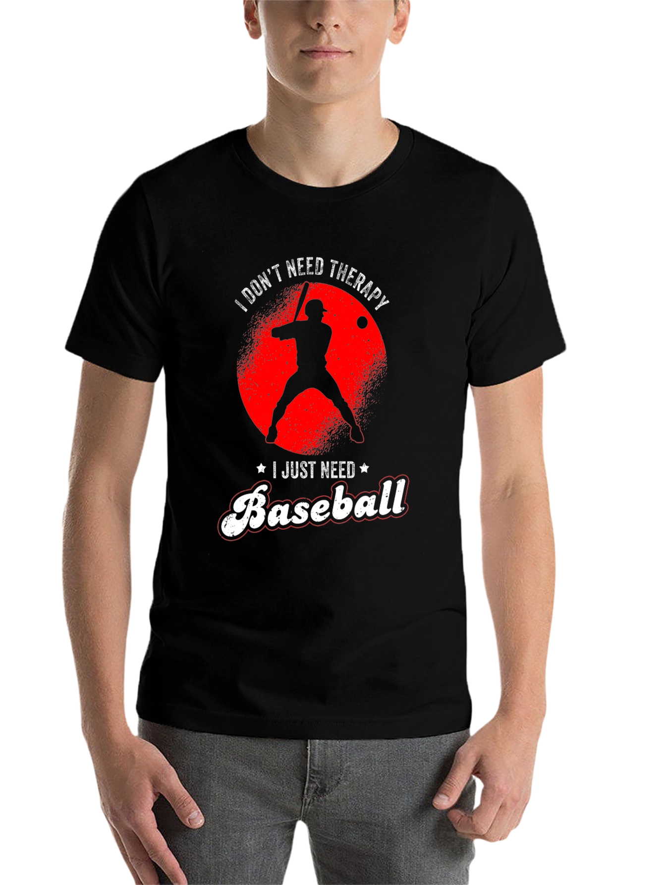 Black I Don't Need Therapy, Baseball T-Shirt view 7
