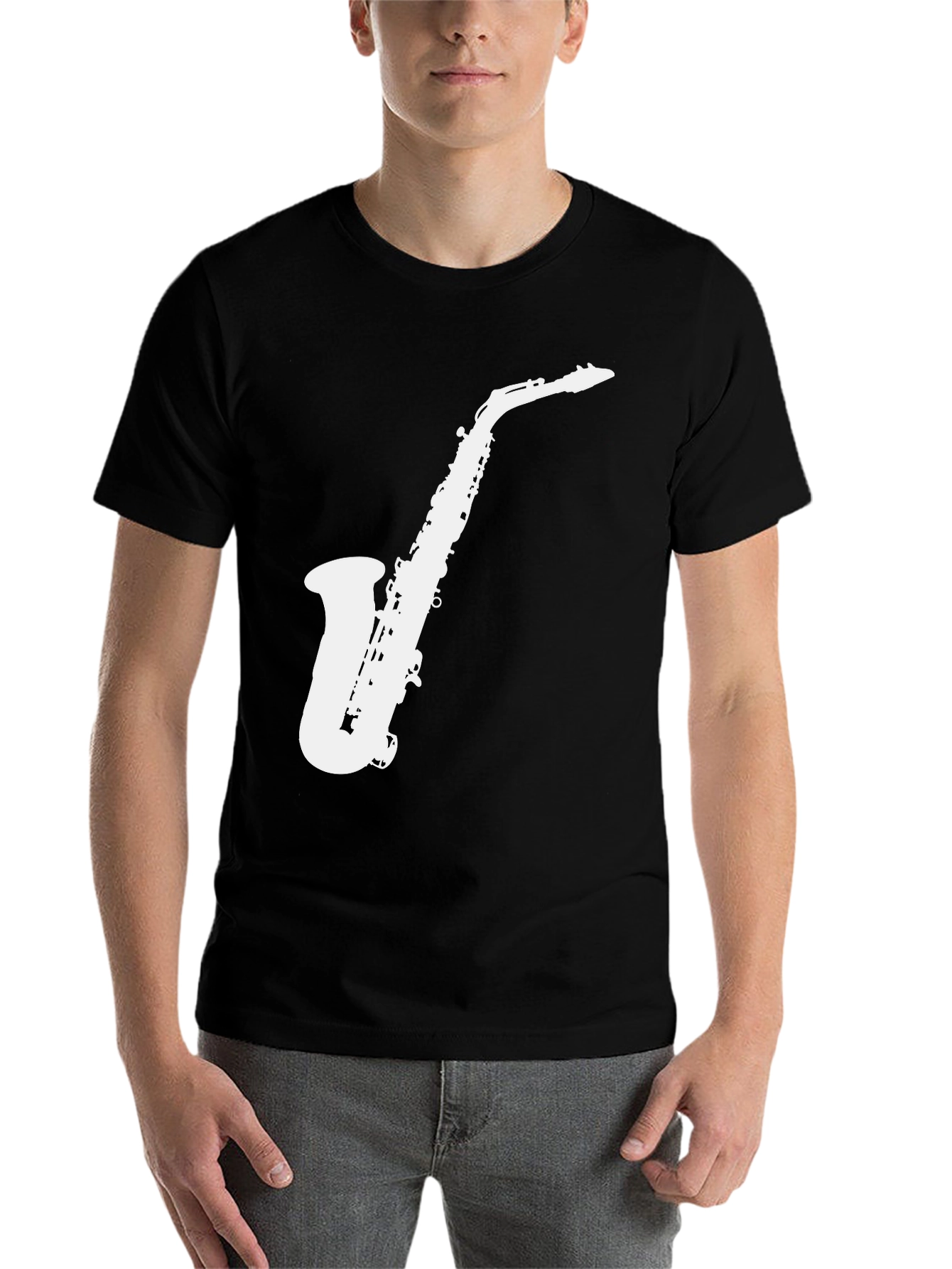 Black Saxophone Graphic Tee - Black Music Lover T-Shirt view 7