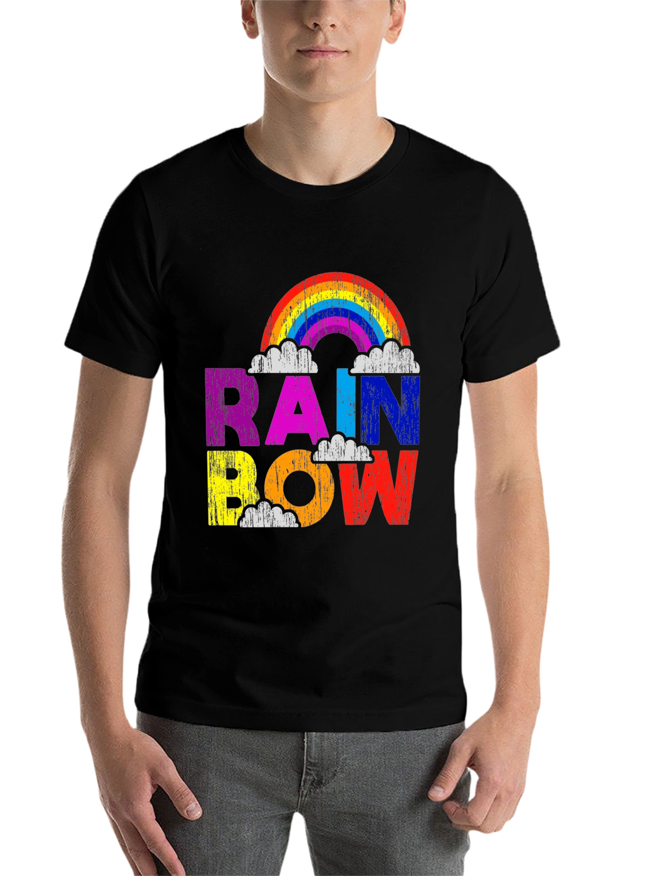 Black Rainbow Graphic Tee - Colorful Pride T-Shirt view 7