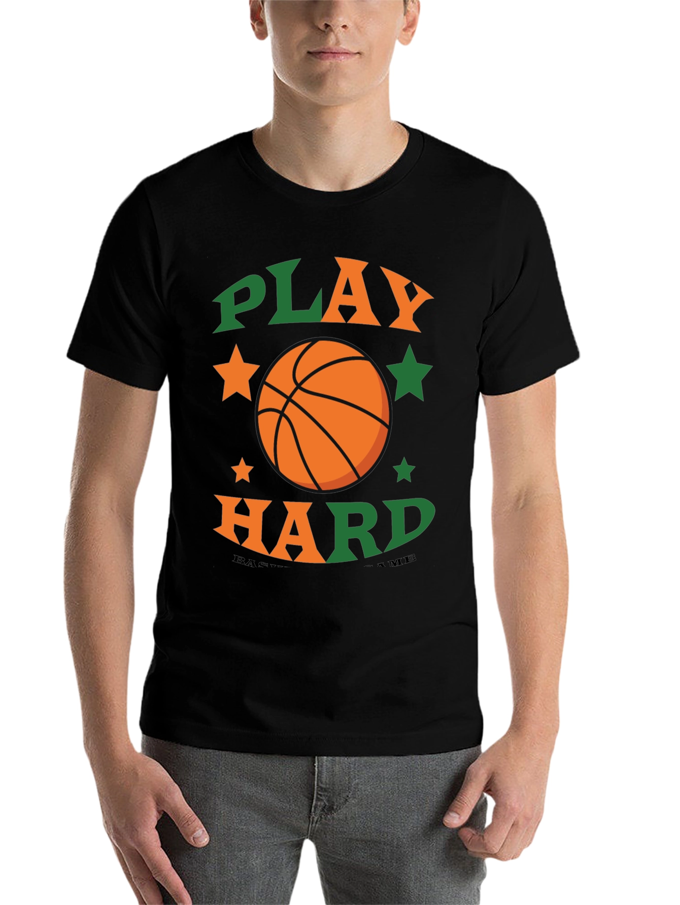 Black Play Hard Basketball Graphic Tee view 7